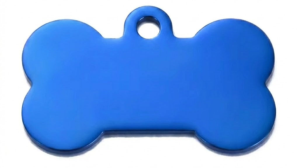 Personalised Pet ID Tag — Bone Shape | Stainless Steel | Blue