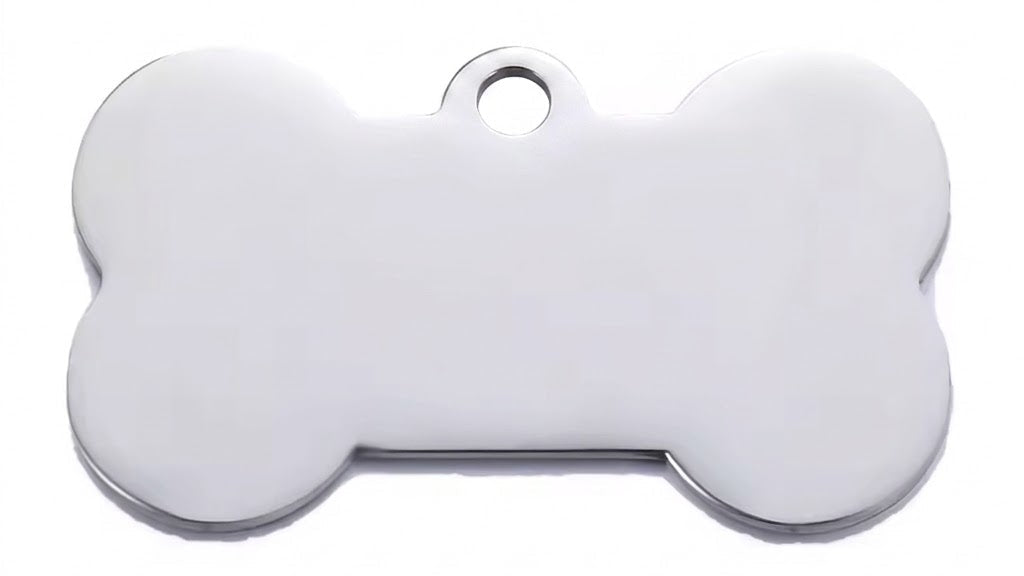 Personalised Pet ID Tag — Bone Shape | Stainless Steel | Silver