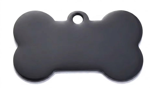 Personalised Pet ID Tag — Bone Shape | Stainless Steel | Black