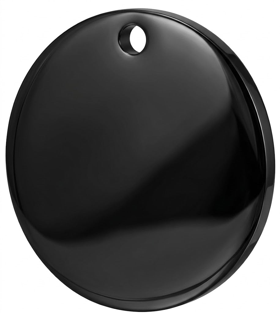 Personalised Pet ID Tag — Round Shape | Stainless Steel | Black