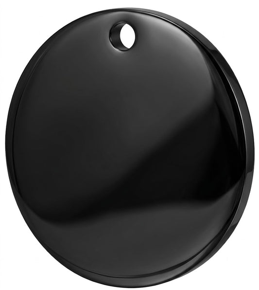 Personalised Pet ID Tag — Round Shape | Stainless Steel | Black