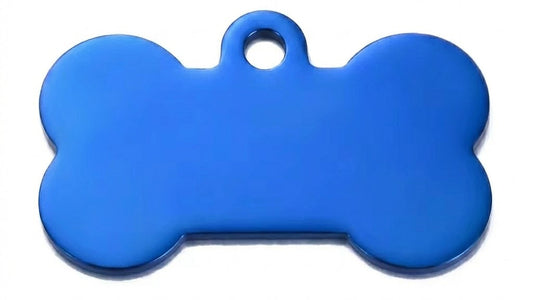 Personalised Pet ID Tag — Bone Shape | Stainless Steel | Blue