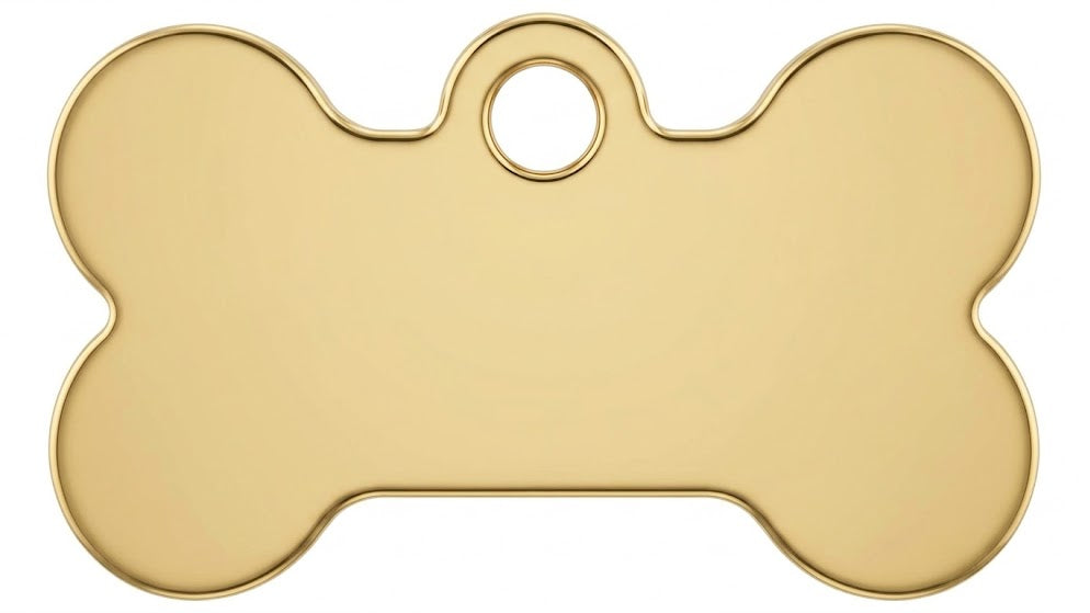 Personalised Pet ID Tag — Bone Shape | Stainless Steel | Gold