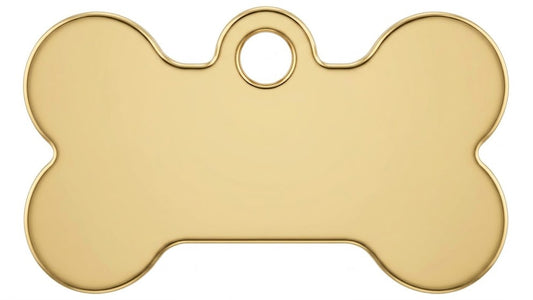 Personalised Pet ID Tag — Bone Shape | Stainless Steel | Gold