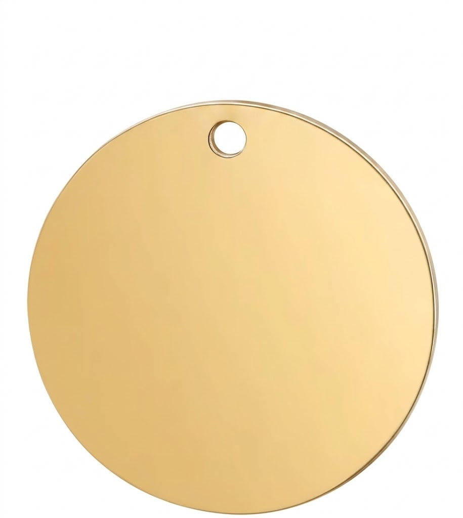 Personalised Pet ID Tag — Round Shape | Stainless Steel | Gold