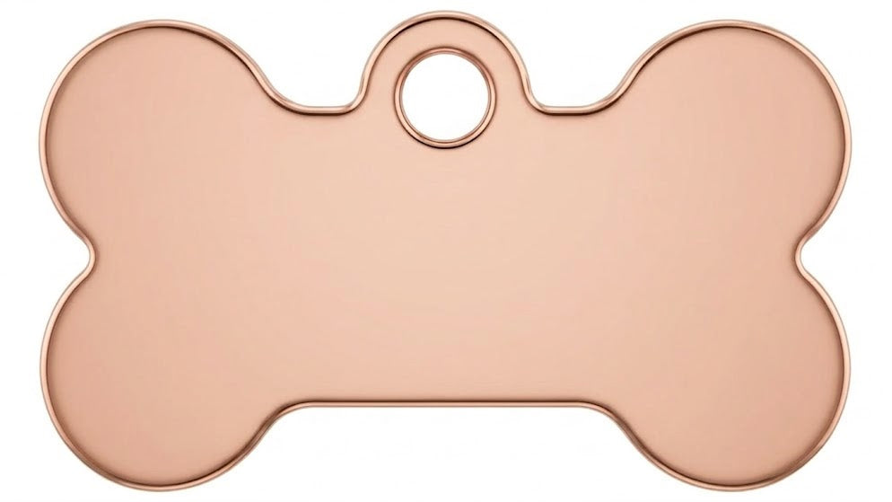 Personalised Pet ID Tag — Bone Shape | Stainless Steel | Rose Gold