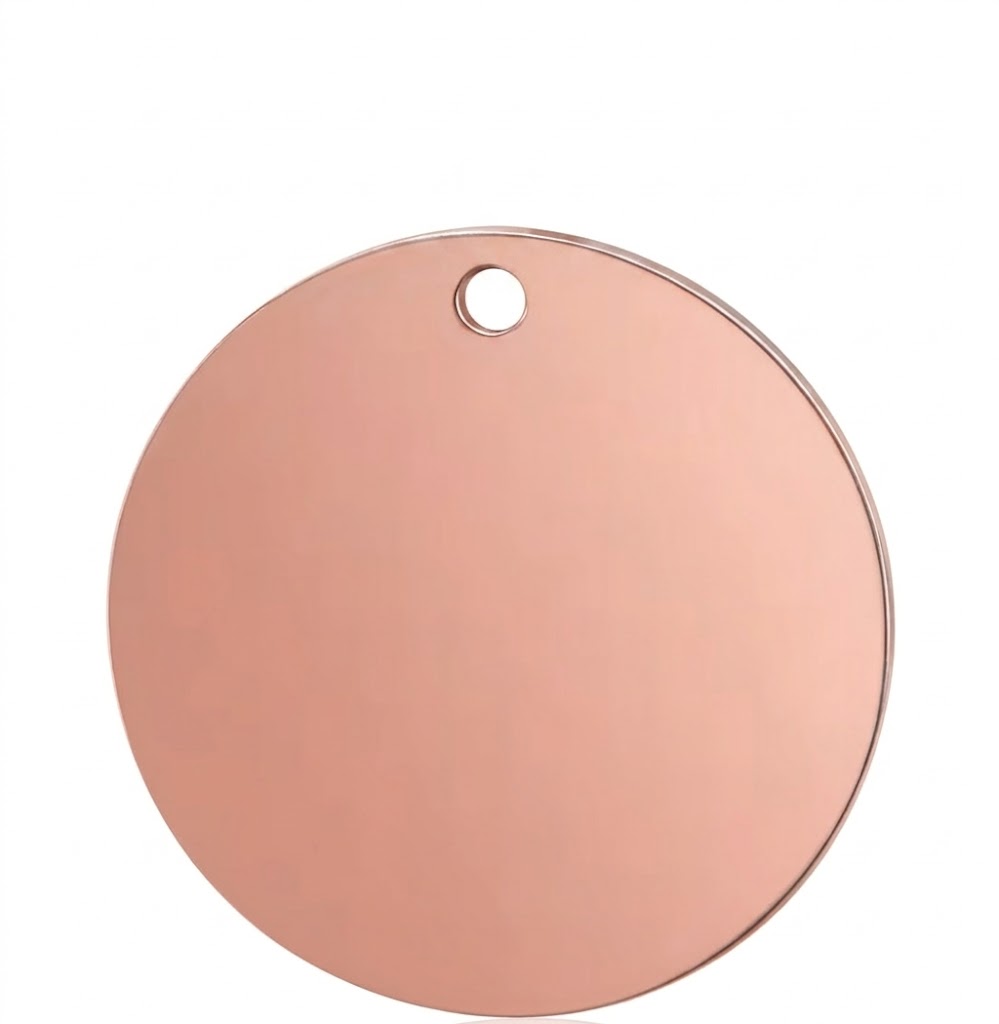 Personalised Pet ID Tag — Round Shape | Stainless Steel | Rose Gold
