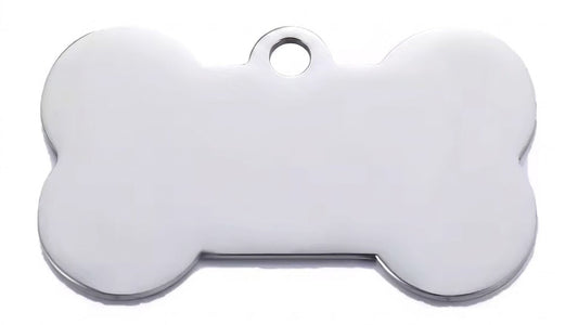 Personalised Pet ID Tag — Bone Shape | Stainless Steel | Silver
